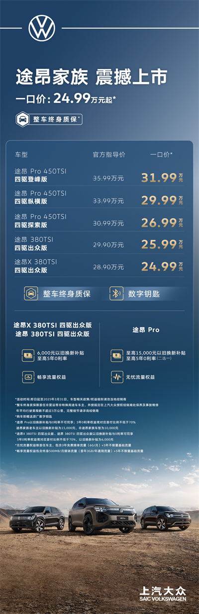 途昂 Pro 一口价26.99万元起！搭载第五代EA888发动机，开启全境旅程
